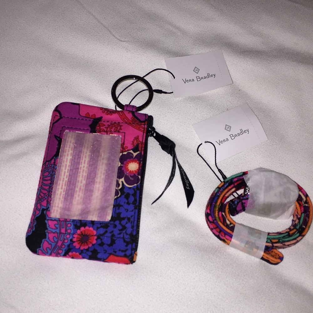 Vera Bradley Floral Fiesta Lanyard and Zip ID Case
